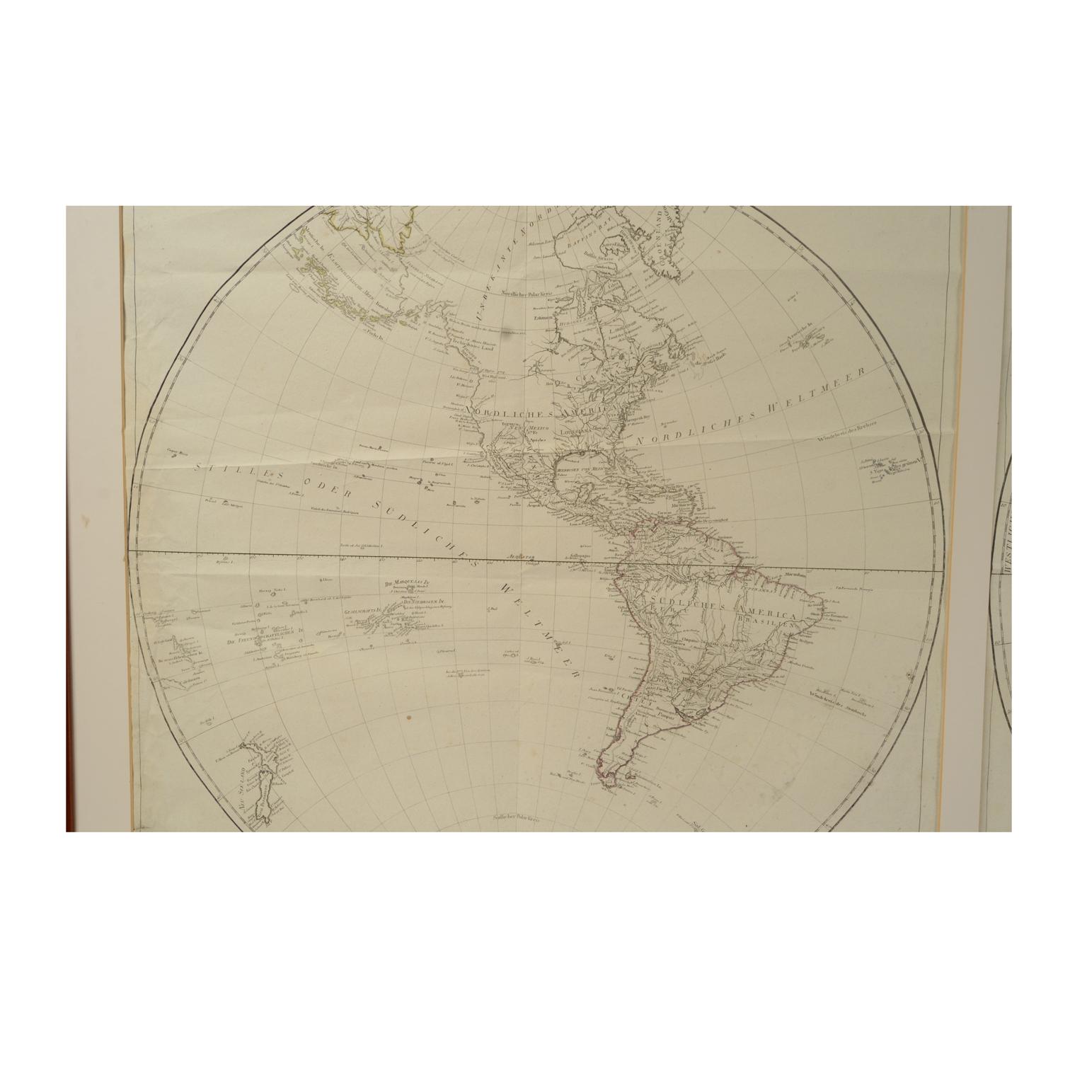 Antique World Map Published in Vienna 1786 by Franz Anton Schraembl In Good Condition In Milan, IT