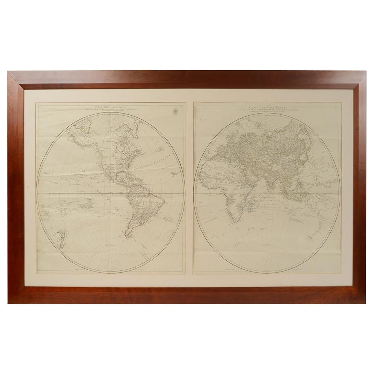 Antique World Map Published in Vienna 1786 by Franz Anton Schraembl