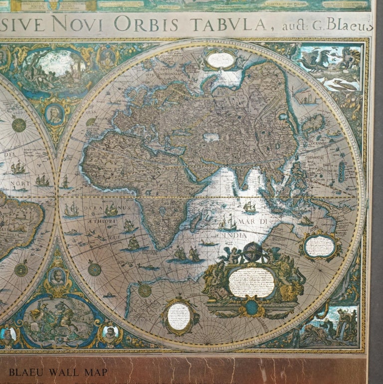 World Map Silver Leaf Print Based On Original Willem Blaeu Wall 1571 1638 For At 1stdibs - Blaeu Wall Map Original