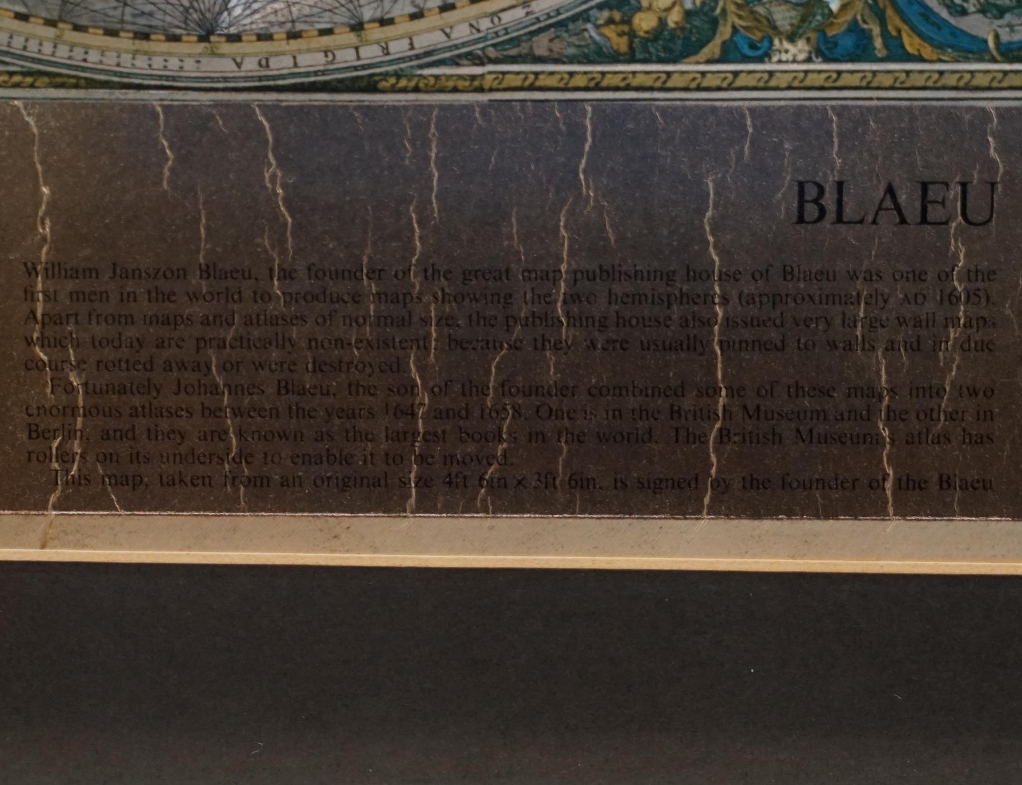 Hand-Crafted World Map Silver Leaf Print Based on Original Willem Blaeu Wall Map 1571-1638