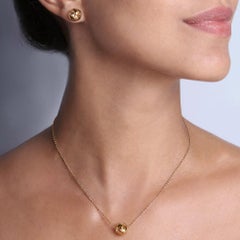 Yellow Gold Wanderlust Love World Necklace and Earrings Jewelry Set