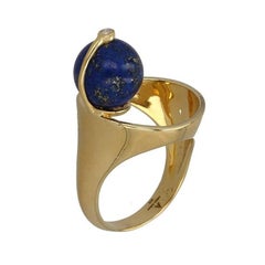 World Ring with Lapis Lazuli in 14K Gold
