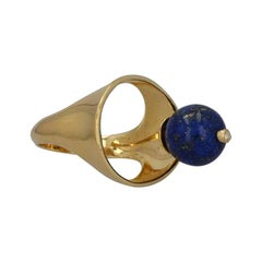 World Ring with Lapis Lazuli in 14K Gold