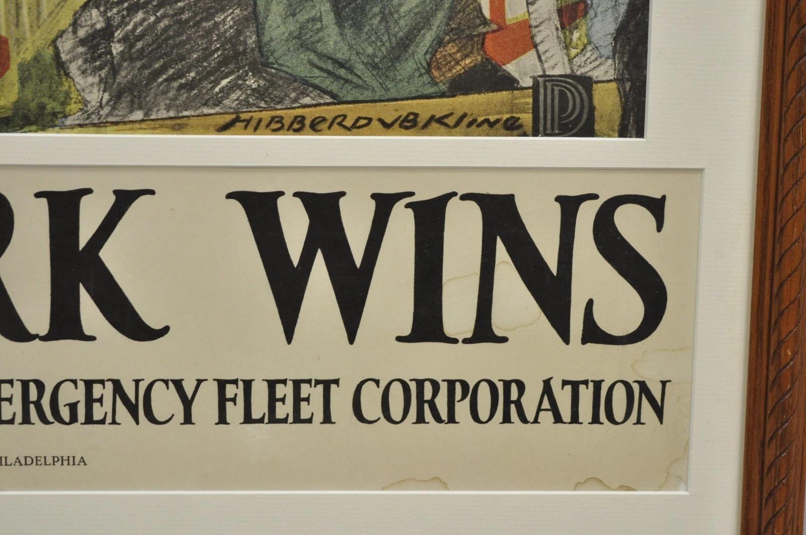 Weltkrieg 1 Teamarbeit gewinnt United States Shipping Board Original Poster Print (Holz) im Angebot