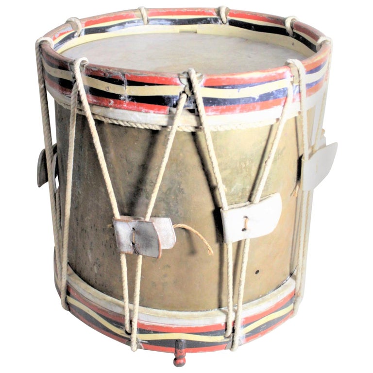 World War 2 Era French Regimental Styled Brass Marching Band Drum For