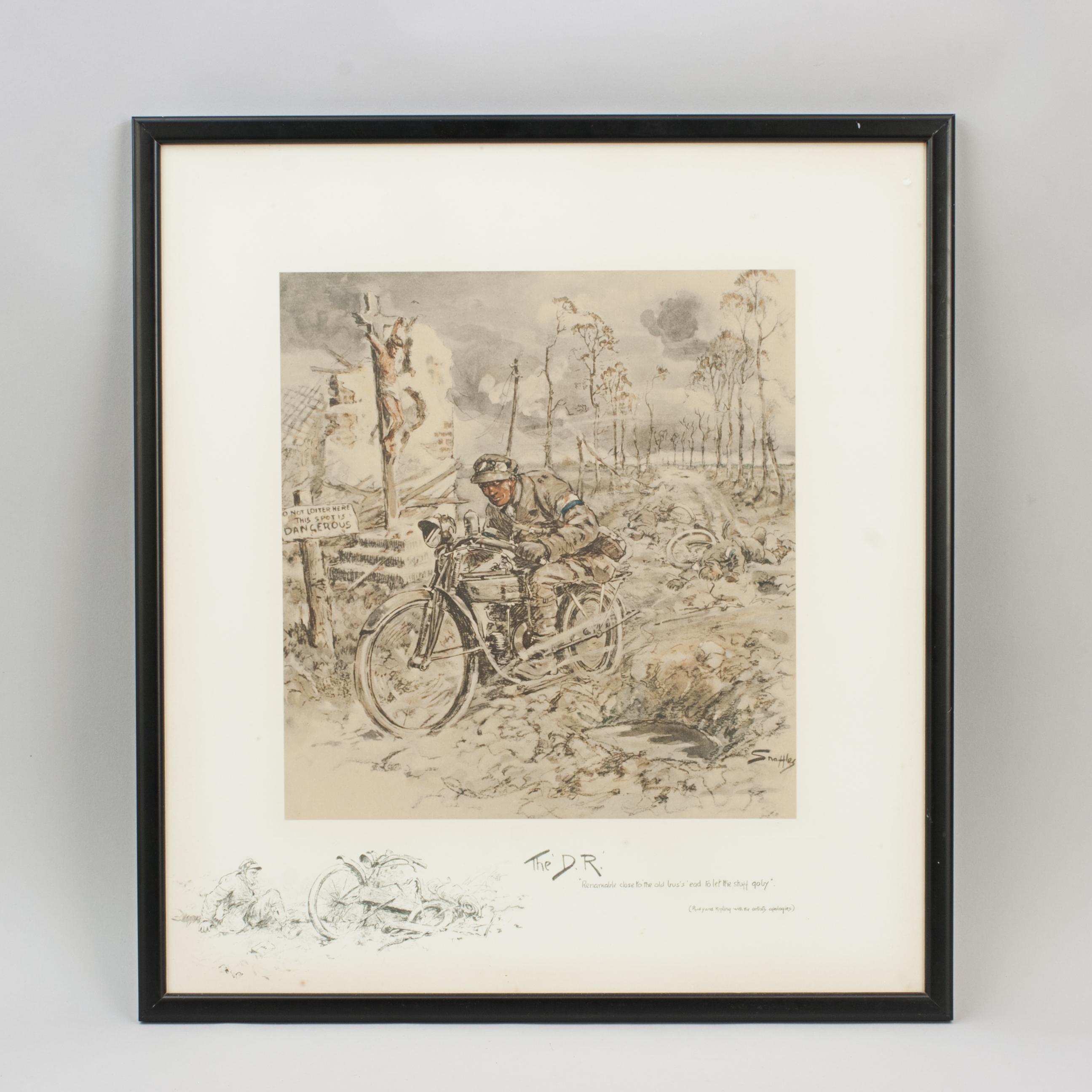 World War 2 Motoring Print, Snaffles Lithograph, 