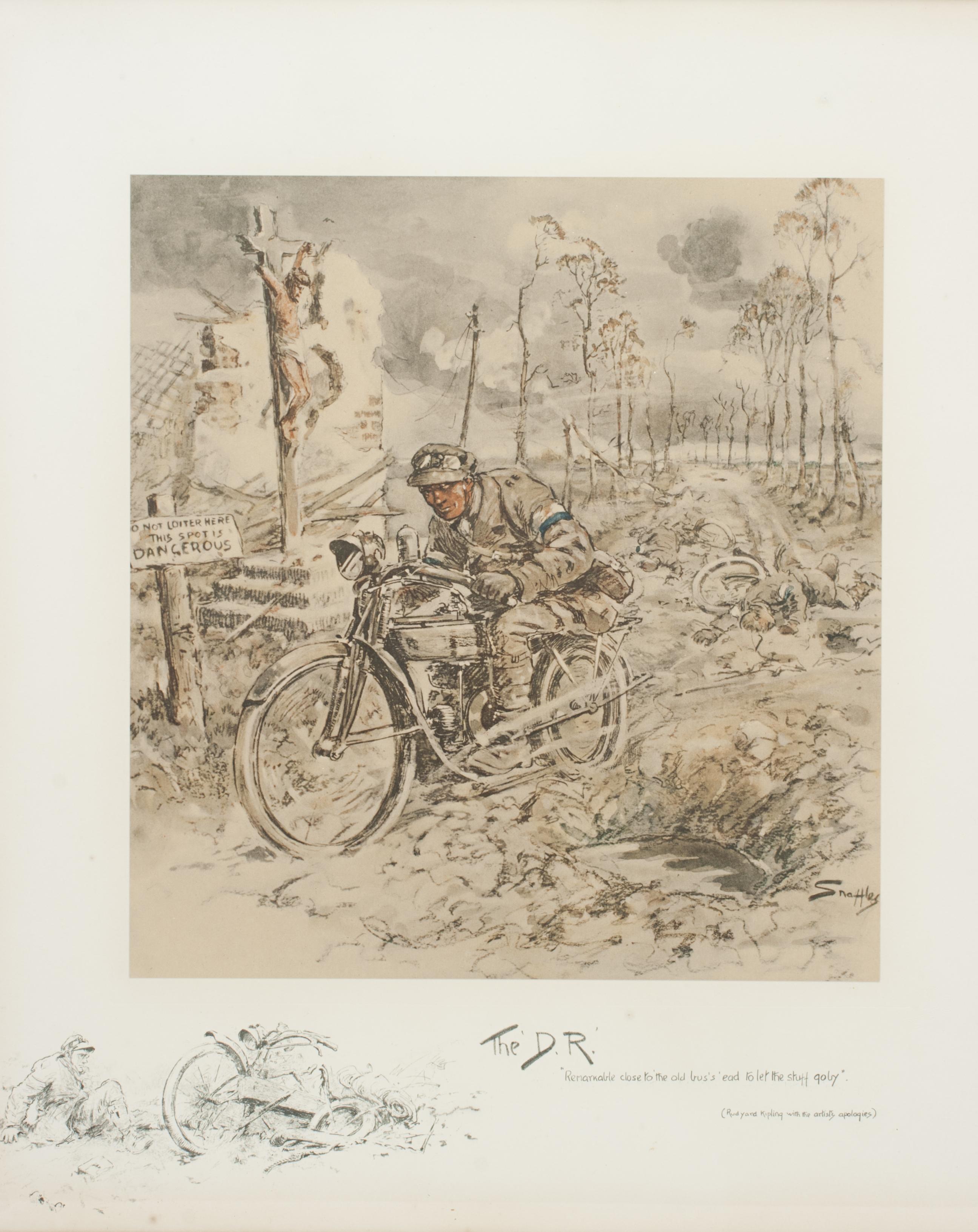 British World War 2 Motoring Print, Snaffles Lithograph, 