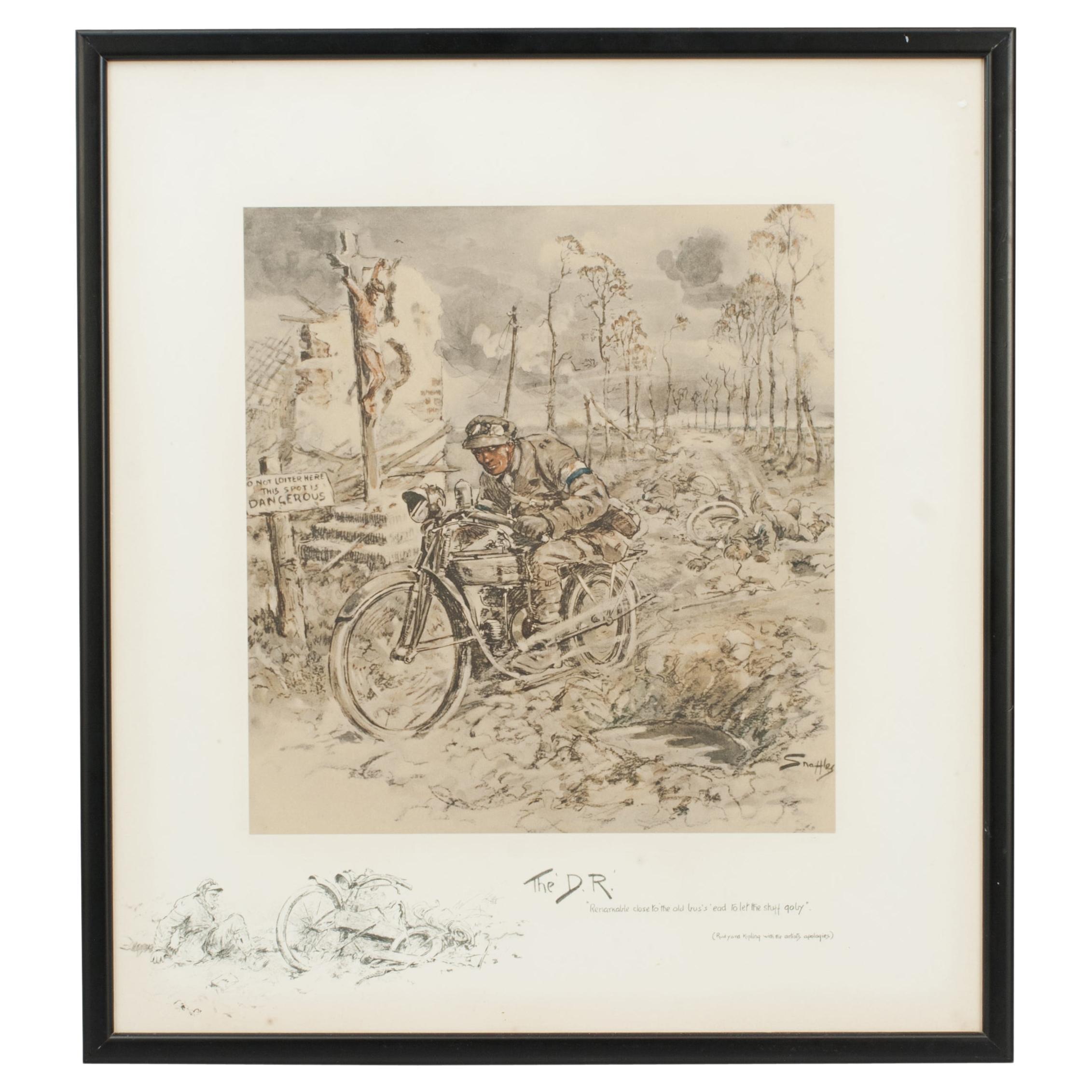 Gravure sur véhicule de la Seconde Guerre mondiale, lithographie de Snaffles, "the D.R.".