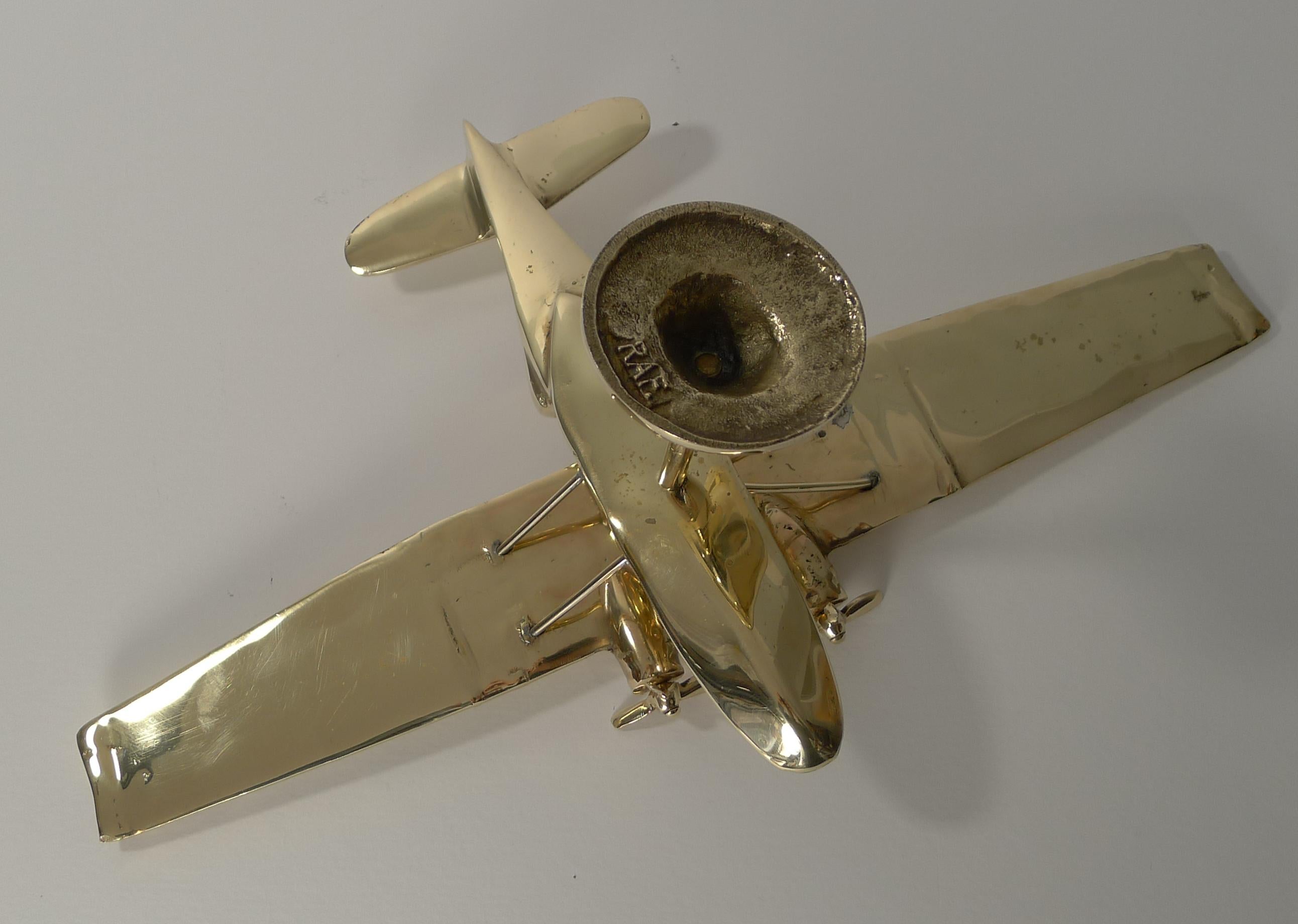 A handsome solid cast brass model of a RAF Catalina seaplane model dating to circa 1941 when this American military aircraft first entered RAF service.

It's a good heavy piece and a good size with a wingspan measuring 16 3/4