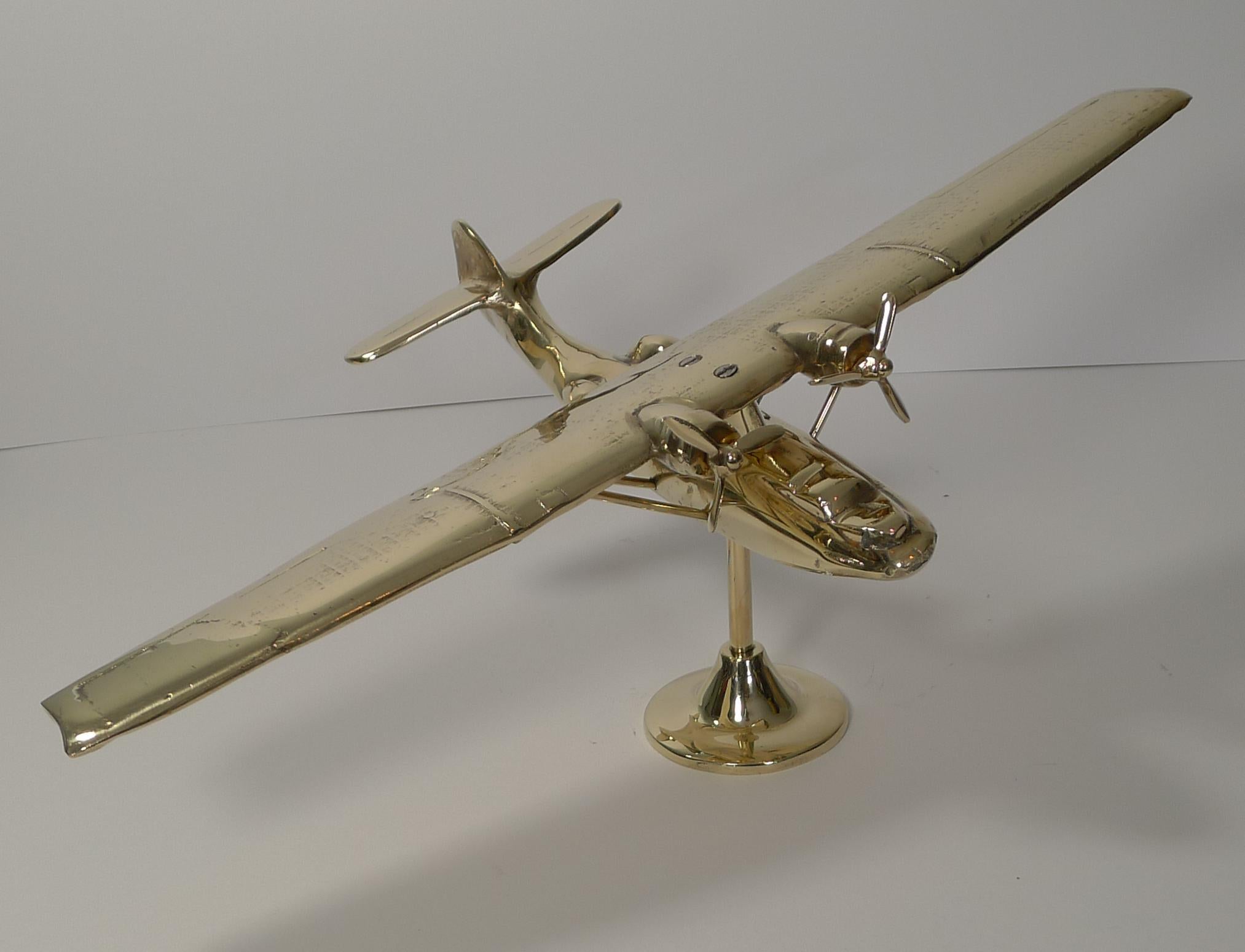 Mid-20th Century World War 2 RAF Catalina Aircraft Model in Brass, circa 1941