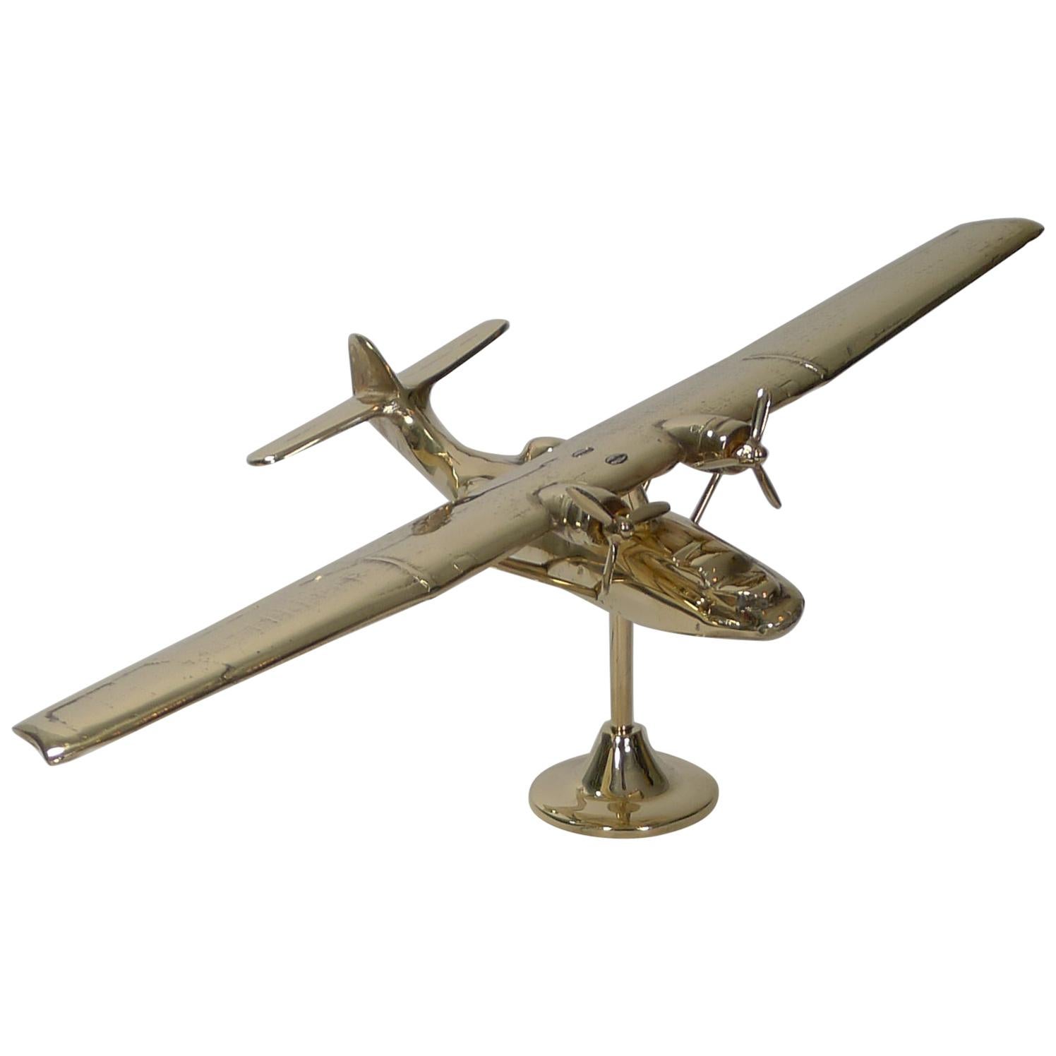 World War 2 RAF Catalina Aircraft Model in Brass, circa 1941