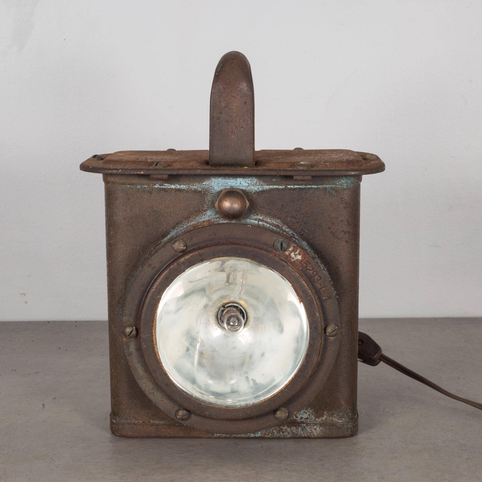 About

This is an original U.S. Navy ship lantern light. The light has a switch on the back on the cord. The light is in good working order and the wiring is good. This piece has retained its original finish and has some minor blemishes. There are