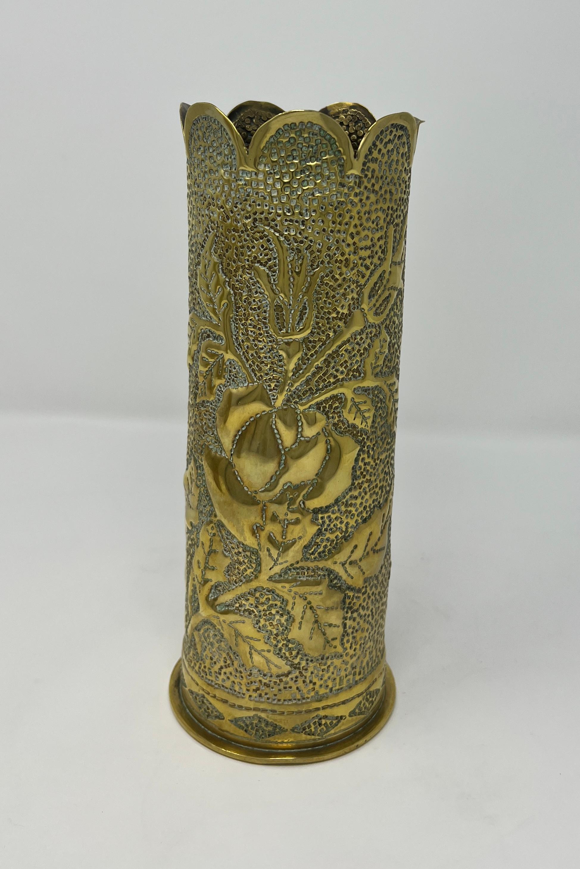 World War I Artillery Shell Vase made from German shell case base. Markings on bottom. Dixmude (Diksmuide, Belgium) was located in the part of Belgium called 