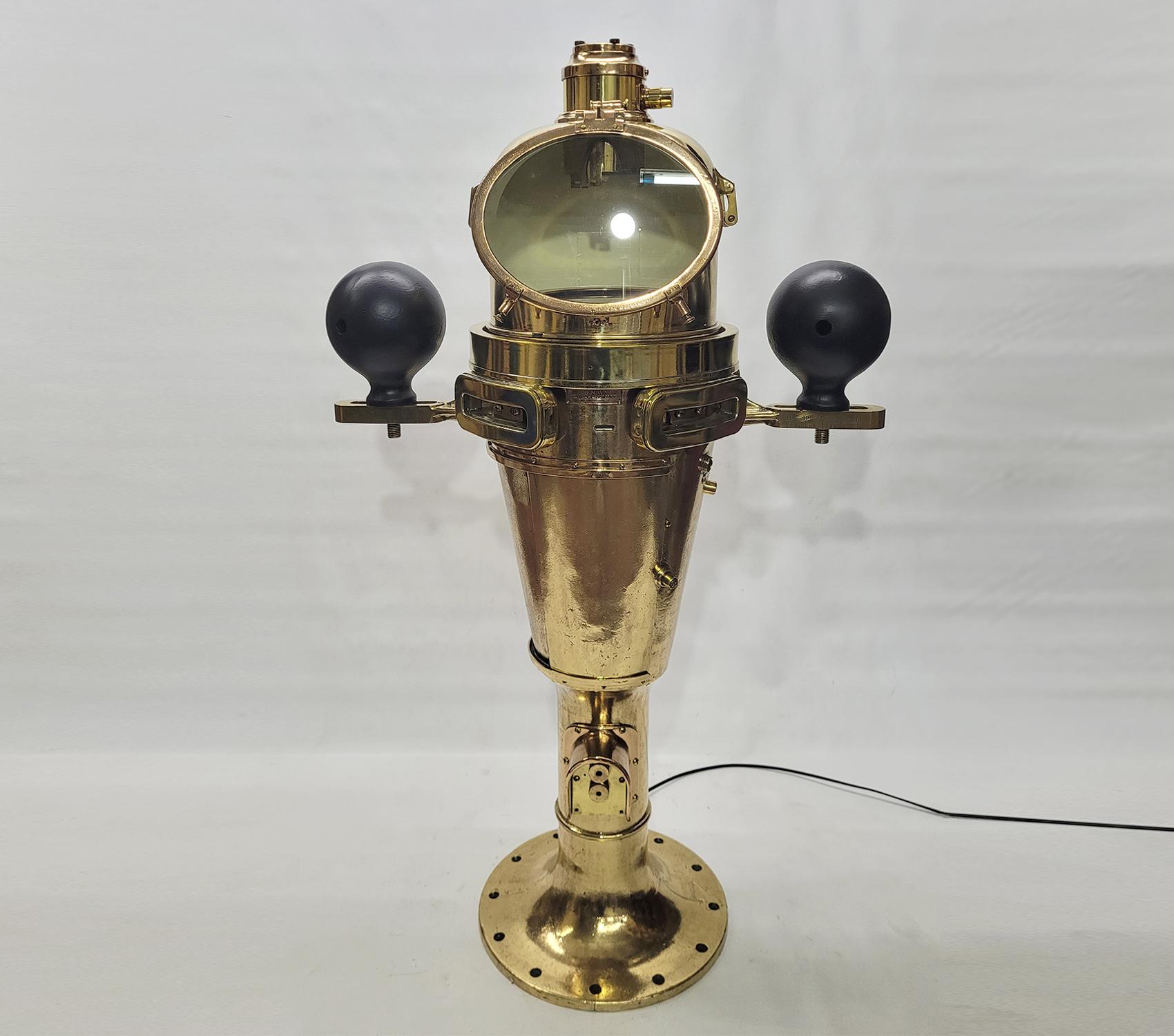Spectacular solid brass ships binnacle by Keuffel and Esser Company of New York in 1918. Builders plate is marked type VII no 1200, Bureau of Navigation, US Navy and dated 1918. This is an outstanding piece, meticulously polished and lacquered. The