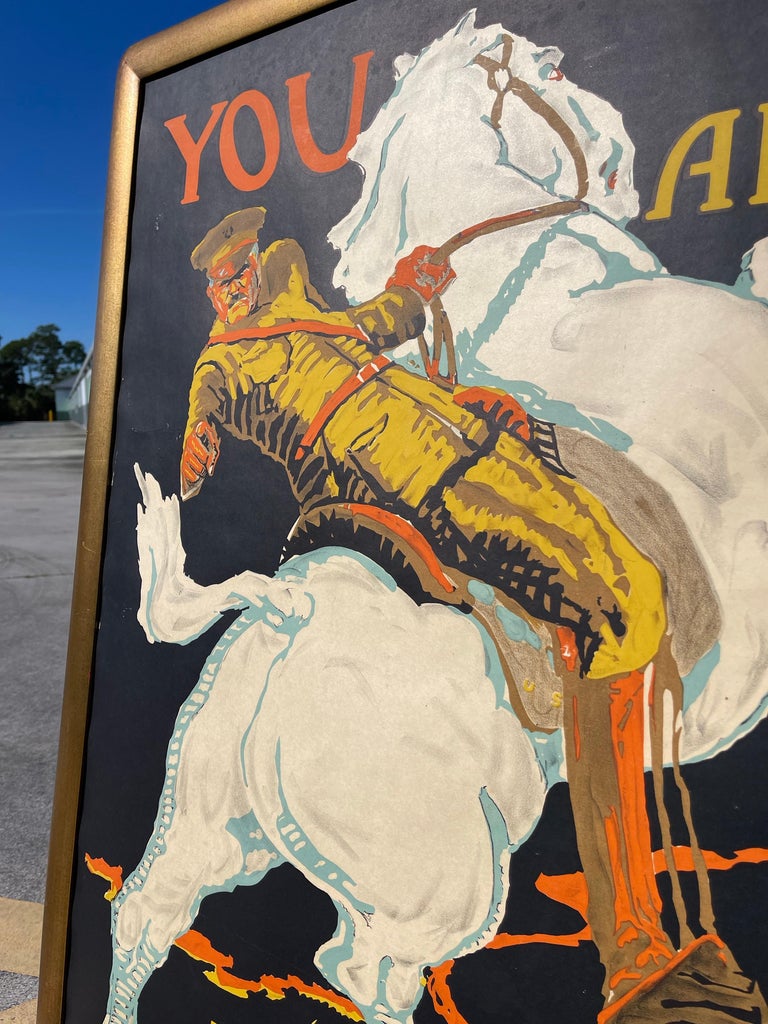 Wanted by US Army Pershing on Horse WW1 1915 Army Recruiting Poster