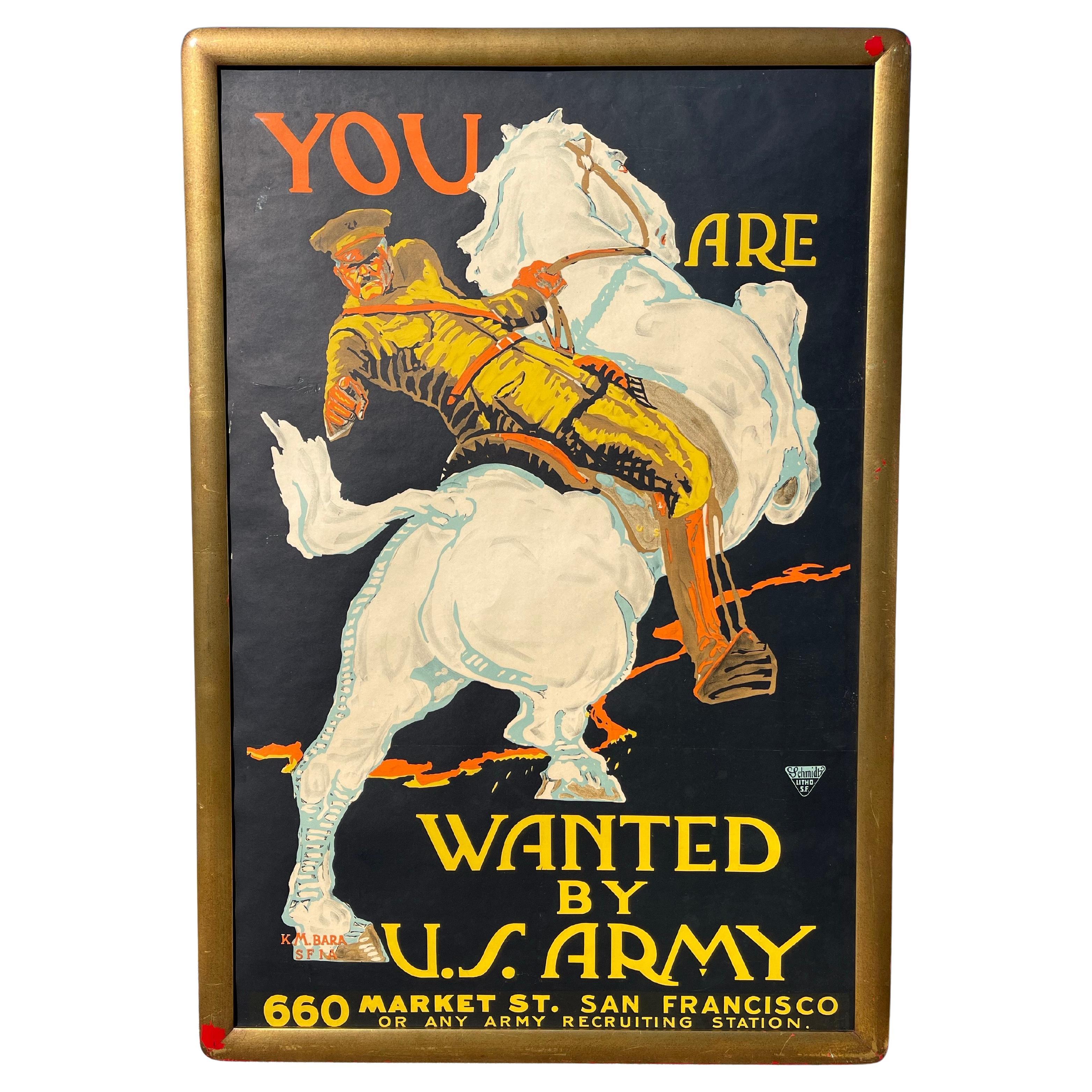 World War I WWI Recruitment Poster, General Pershing “You Are Wanted by US Army”