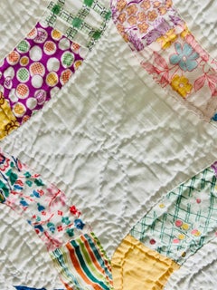 World War II Fanny's Favorite Sapphire Blue & White Quilt Dated 1944