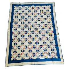 World War II Fanny's Favorite Sapphire Blue & White Quilt Dated 1944