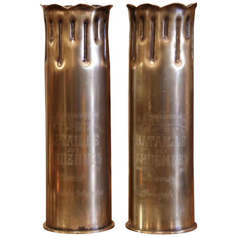 World War II French Trench Artillery Brass Shell Casing, Bulge Battle Dated  1944 at 1stDibs