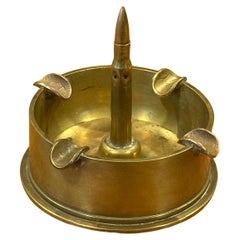 World War II Munition Trench Art Brass and Coin Ashtray
