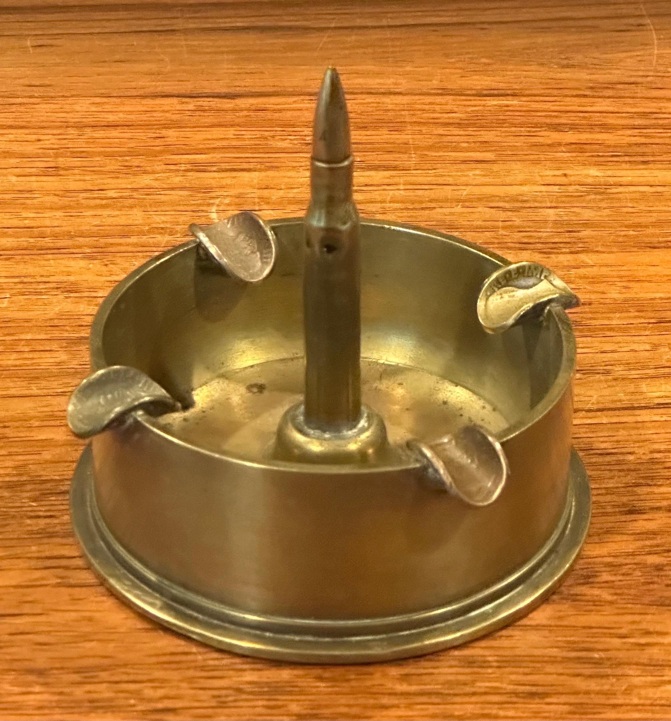 20th Century World War II Munition Trench Art Brass and Coin Ashtray For Sale