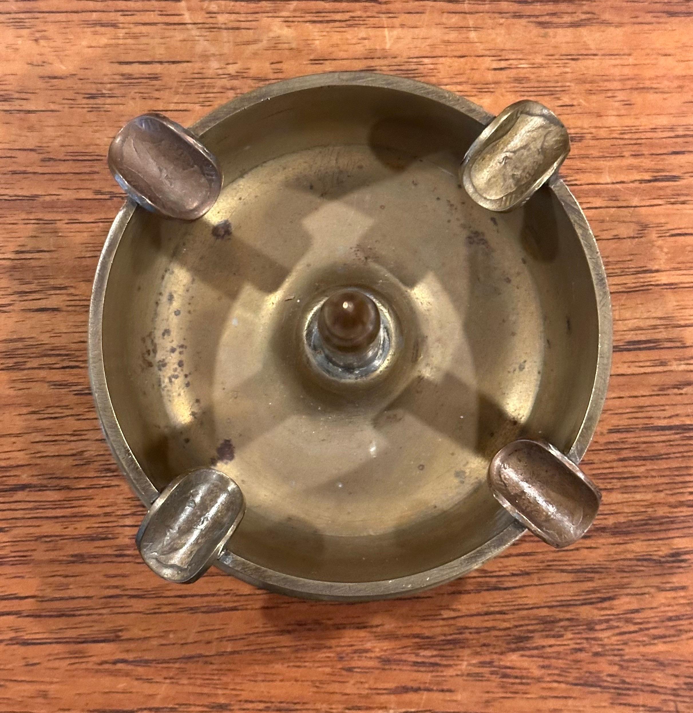 20th Century World War II Munition Trench Art Brass and Coin Ashtray For Sale
