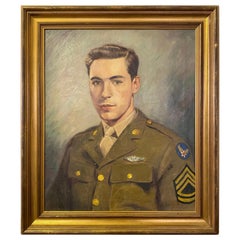 World War II Oil on Canvas Soldier Portrait, Signed Conrad Drake