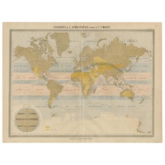 Mapa mundial de las corrientes de viento - "Courants de l'Atmosphère" de Andriveau-Goujon, 1861