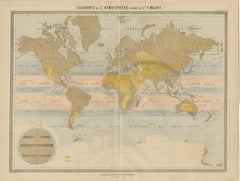 Mapa mundial de las corrientes de viento - "Courants de l'Atmosphère" de Andriveau-Goujon, 1861