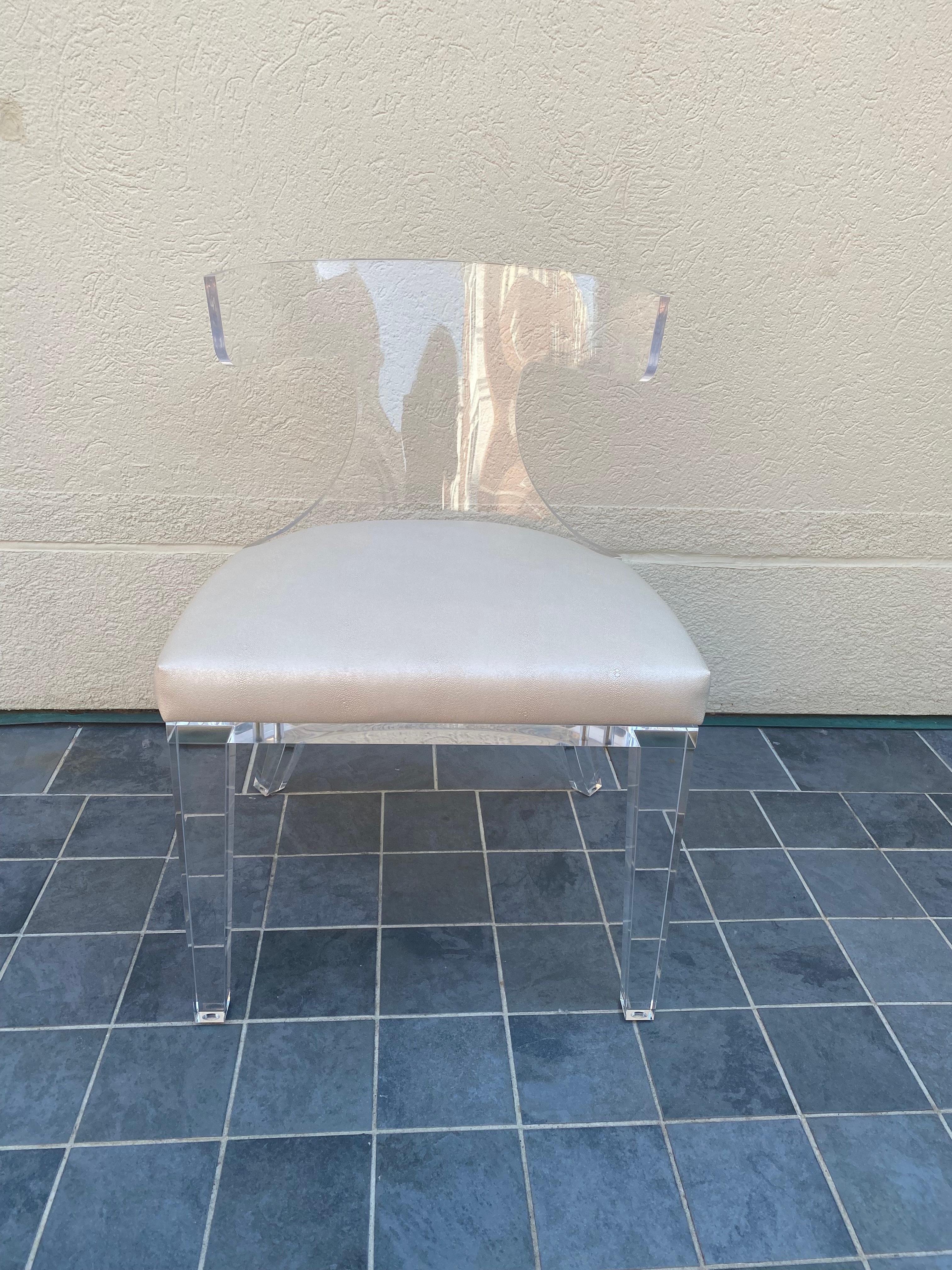 Worlds Away Duke Klismos Acrylic Ghost Desk Side Chair  7