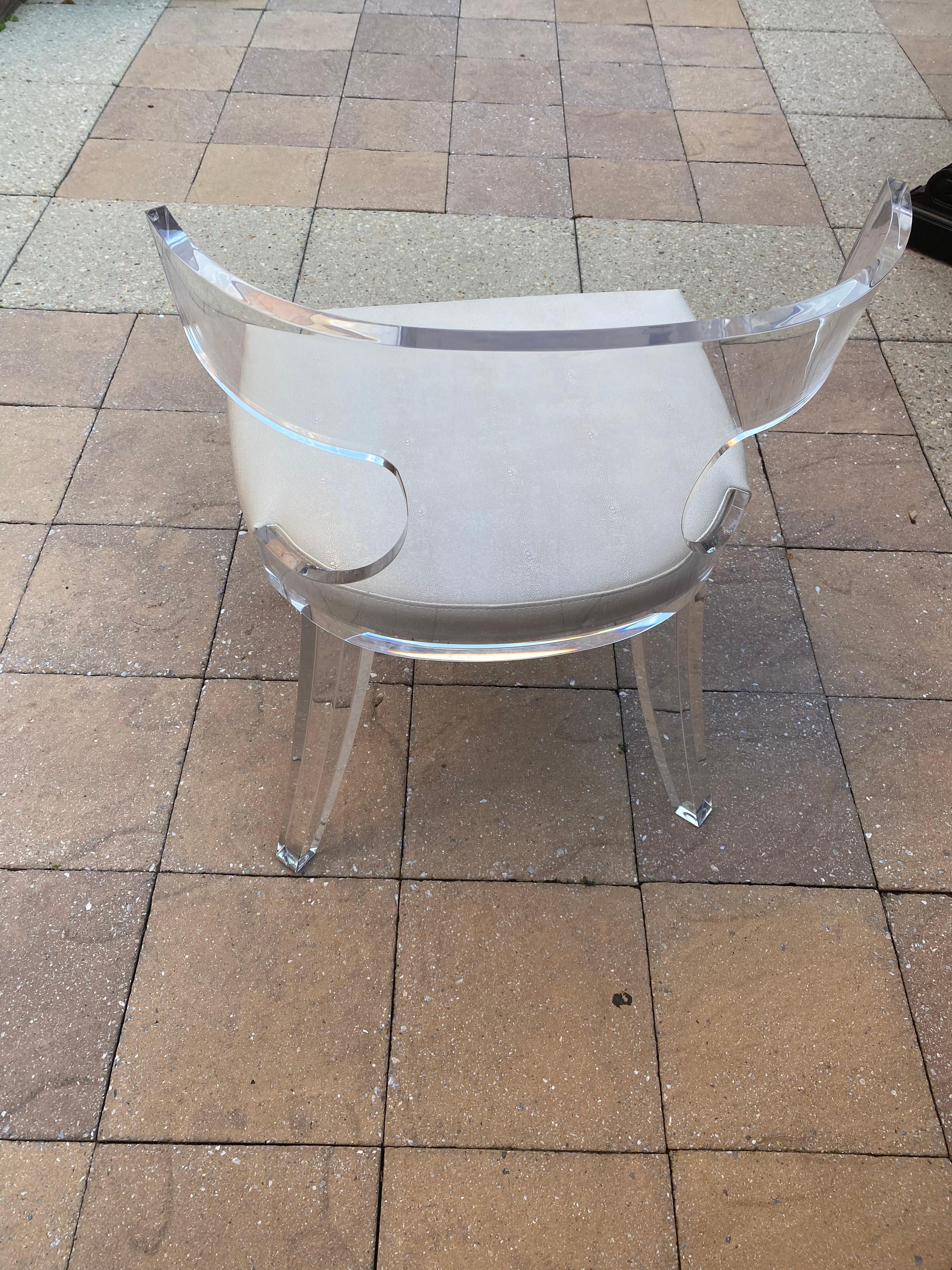 Worlds Away Duke Klismos Acrylic Ghost Desk Side Chair  In Good Condition In Hopewell, NJ