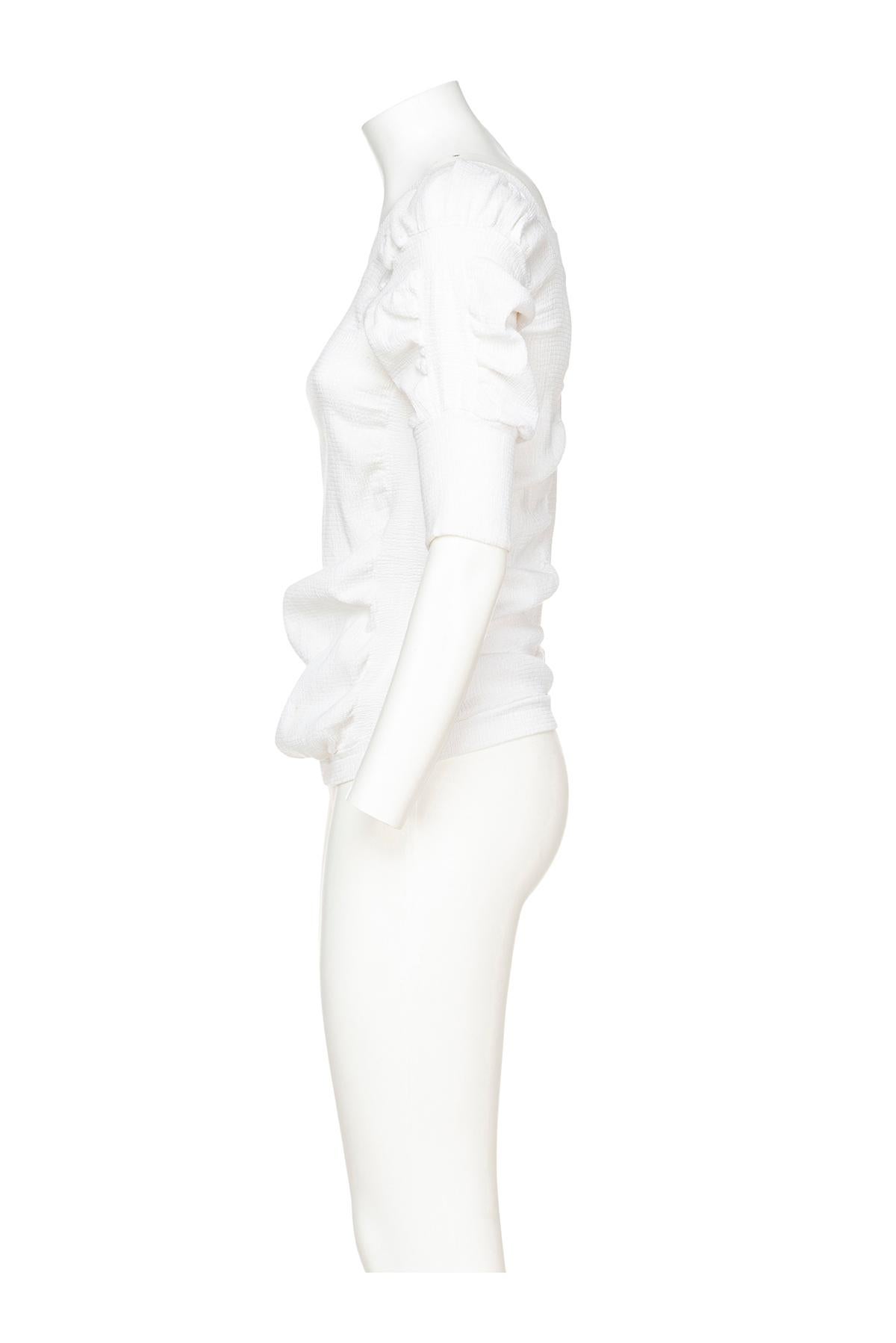 Ikonisches und seltenes Frühling-Sommer 1984 elastisches, geknittertes Kurzarm-Top von Worlds End by Vivienne Westwood
Keine Zusammensetzung Tag, Baumwolle elastisch