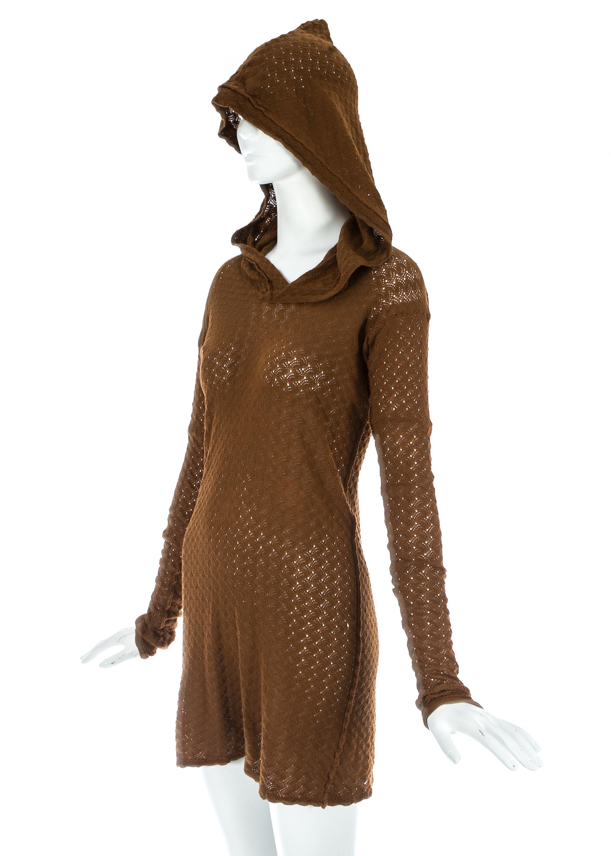 Marrone Worlds End 'Nostalgia of Mud', maglione a maglia aperta con cappuccio, fw 1982 in vendita