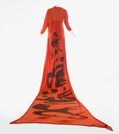 Worlds End orange cotton jersey toga dress with Henri Matisse print, A / W 1982