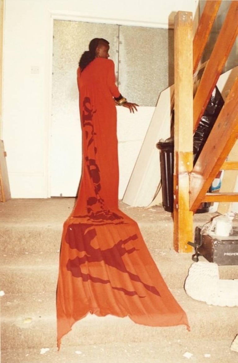 orange toga dress Worlds End orange cotton jersey toga dress with Henri Matisse print, A / W  1982