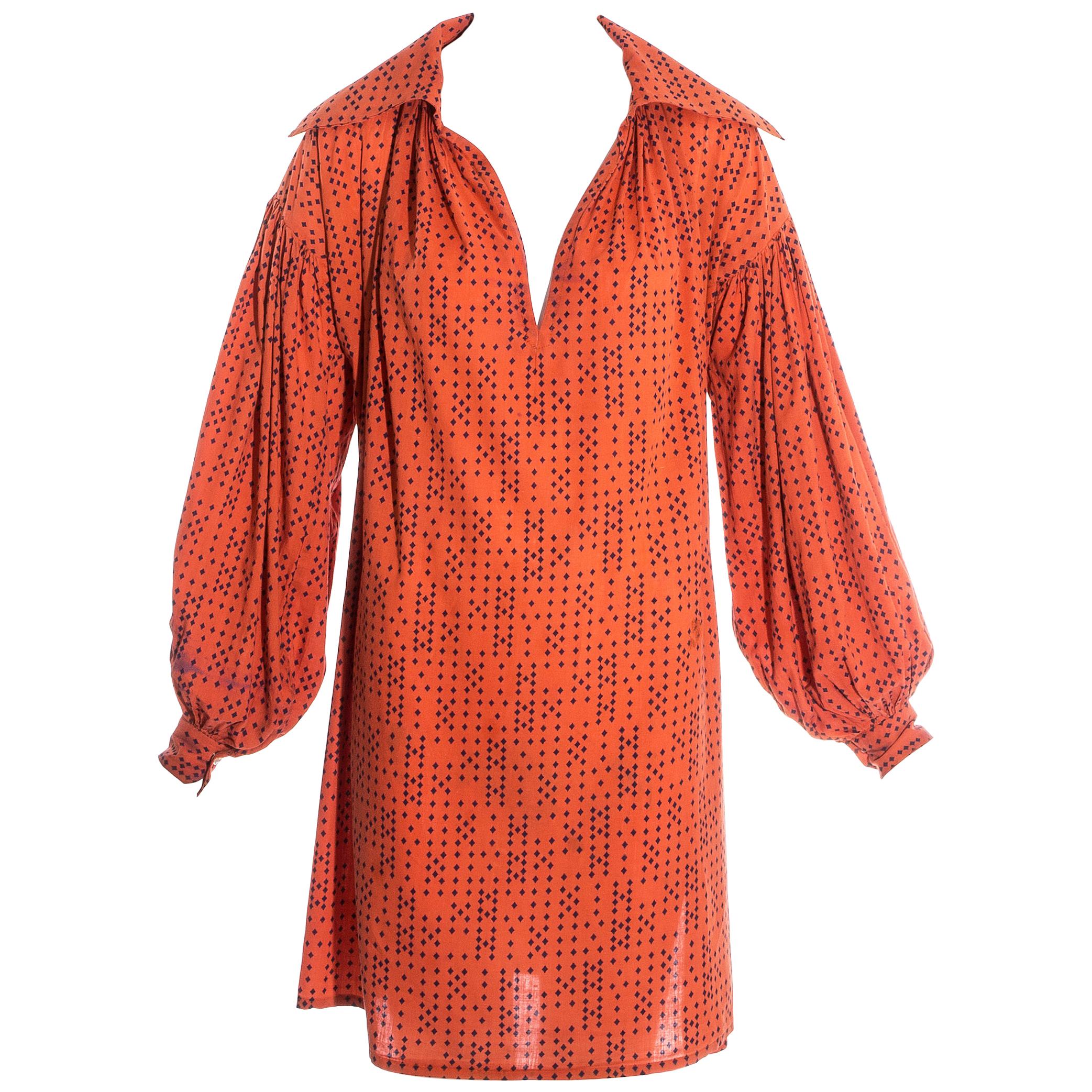 Worlds End orange cotton oversized 'Pirates' blouse, fw 1981