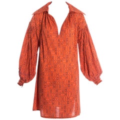 Used Worlds End orange cotton oversized 'Pirates' blouse, fw 1981