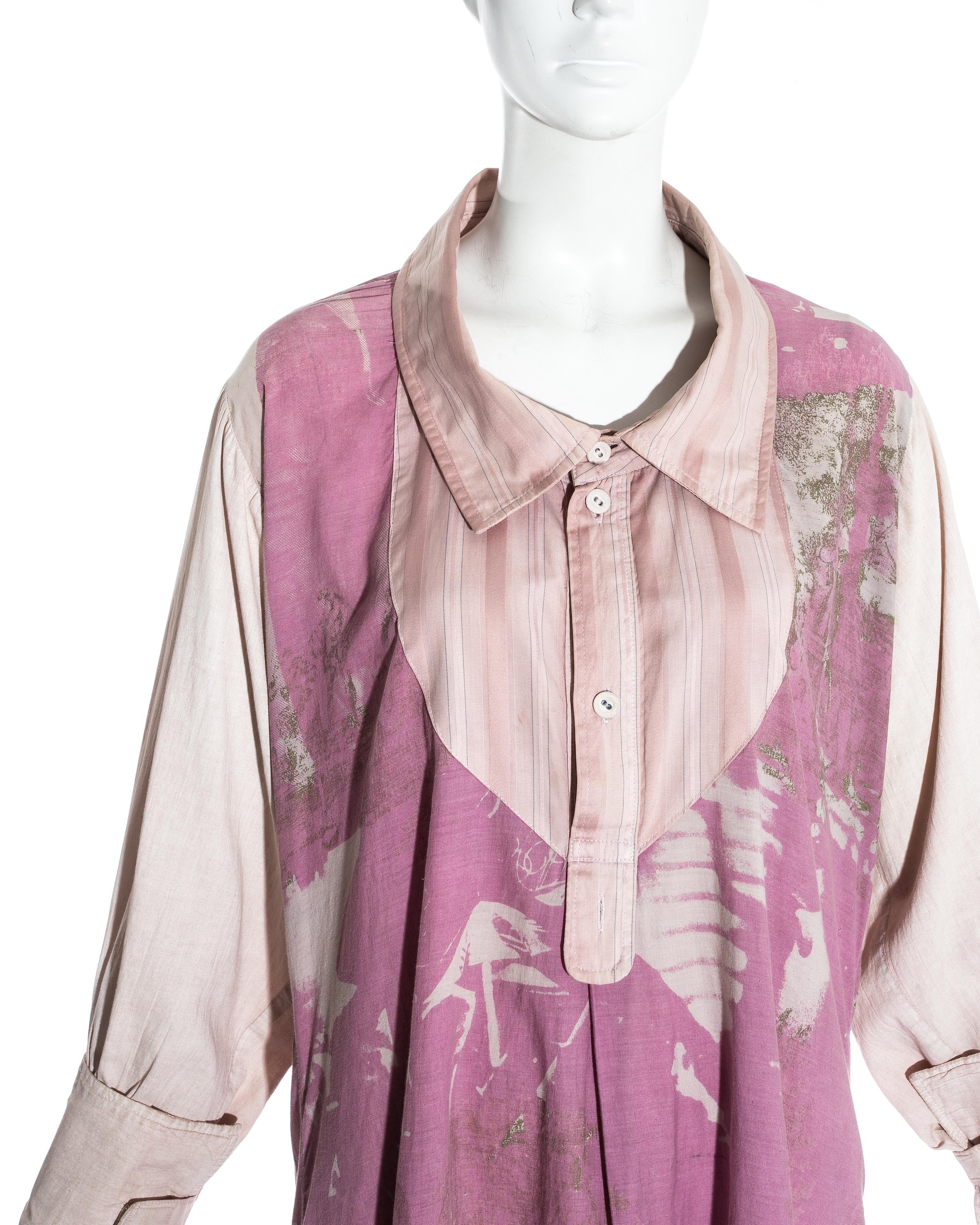 Gray Worlds End pink cotton 'Punkature' oversized blouse, ss 1983  For Sale
