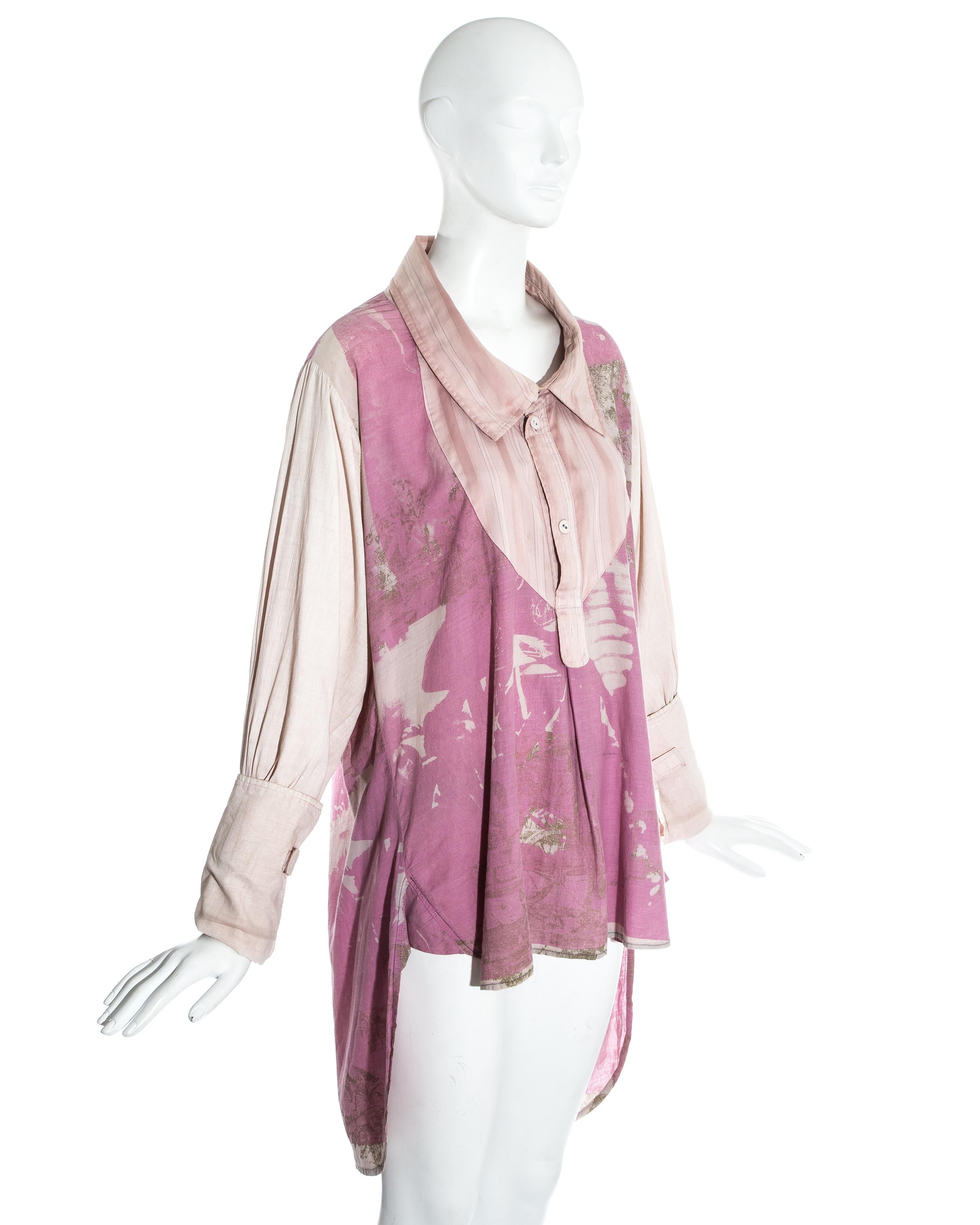 Worlds End pink cotton 'Punkature' oversized blouse, ss 1983  In Good Condition For Sale In London, GB