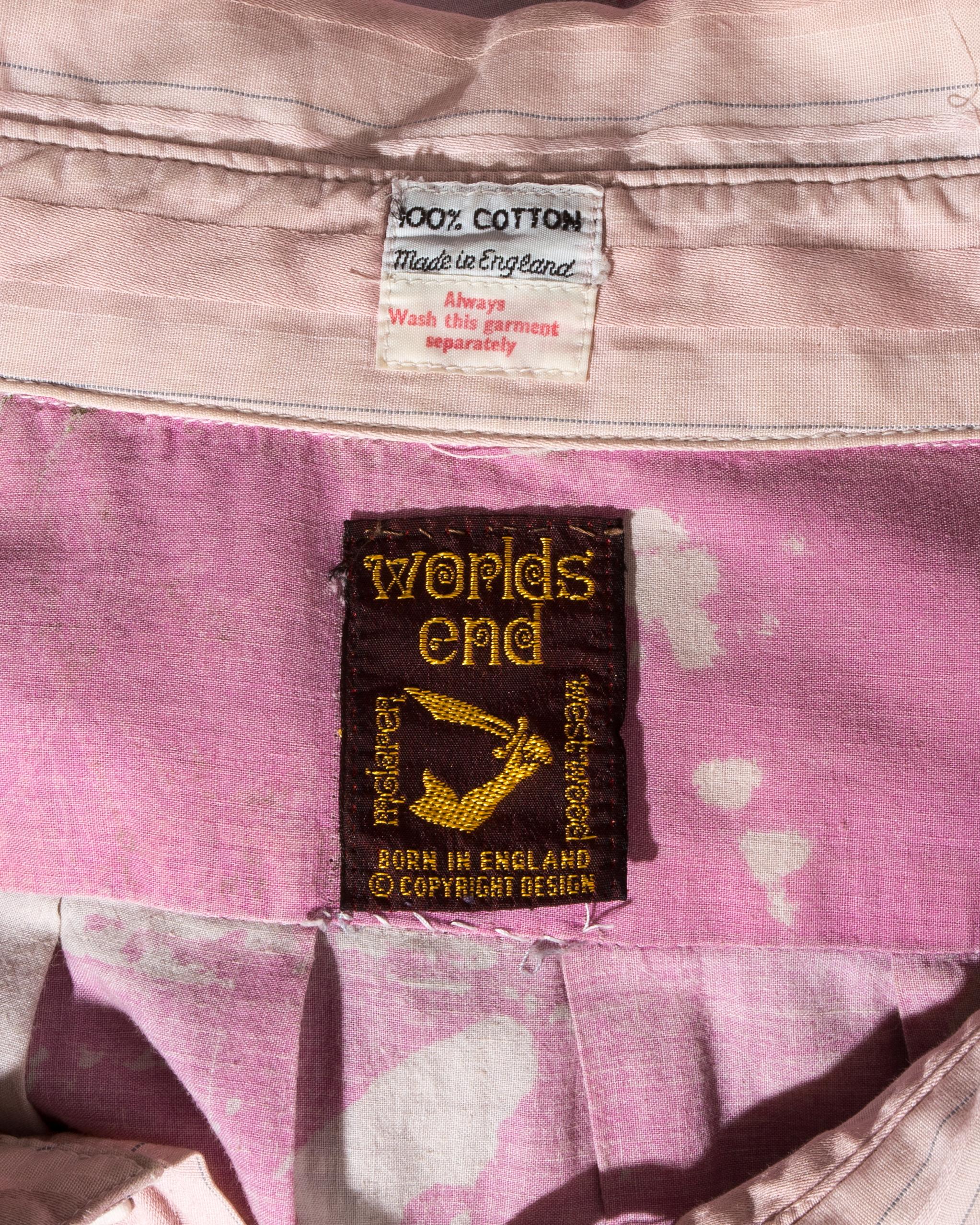 Worlds End pink cotton 'Punkature' oversized blouse, ss 1983 For Sale 3