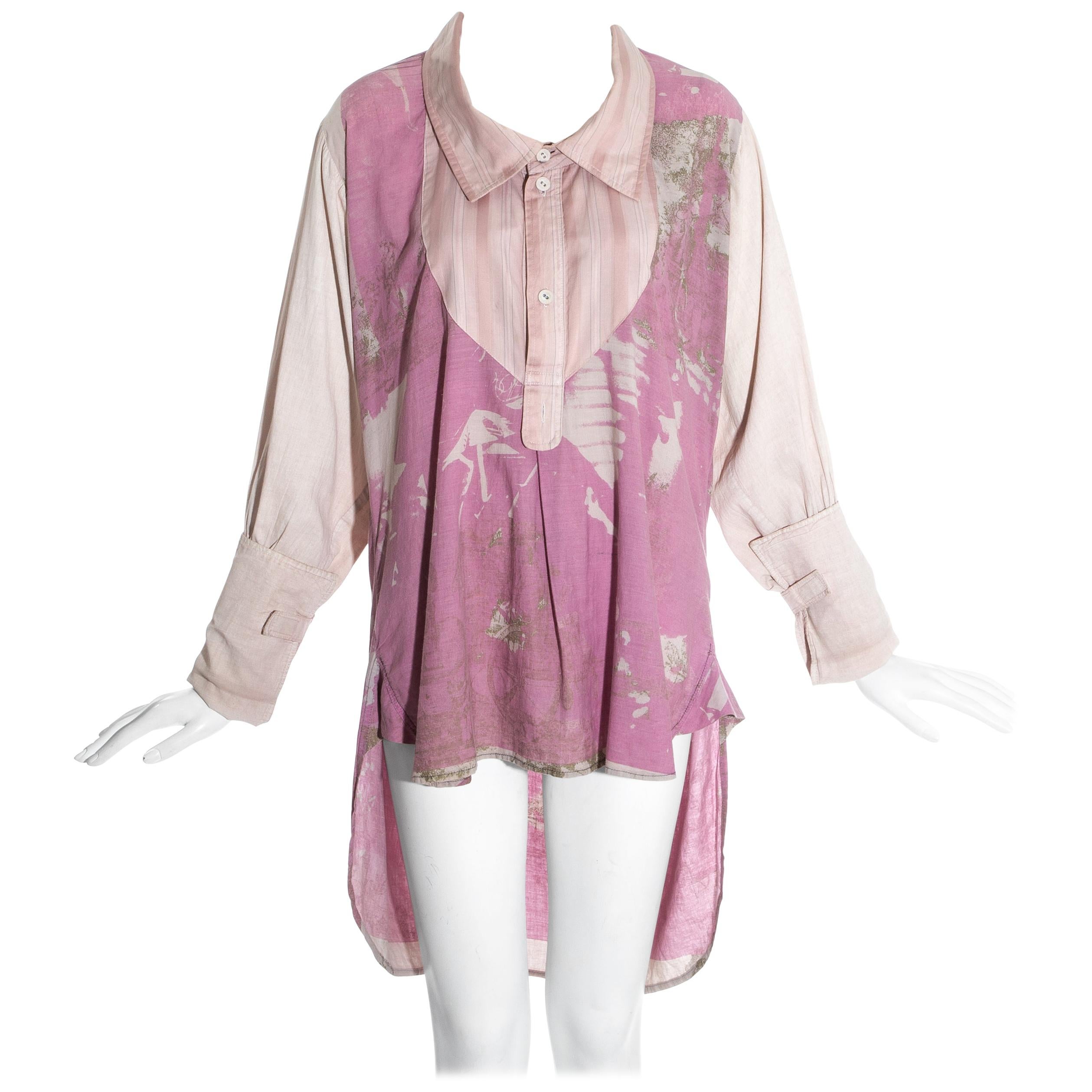 Worlds End pink cotton 'Punkature' oversized blouse, ss 1983 