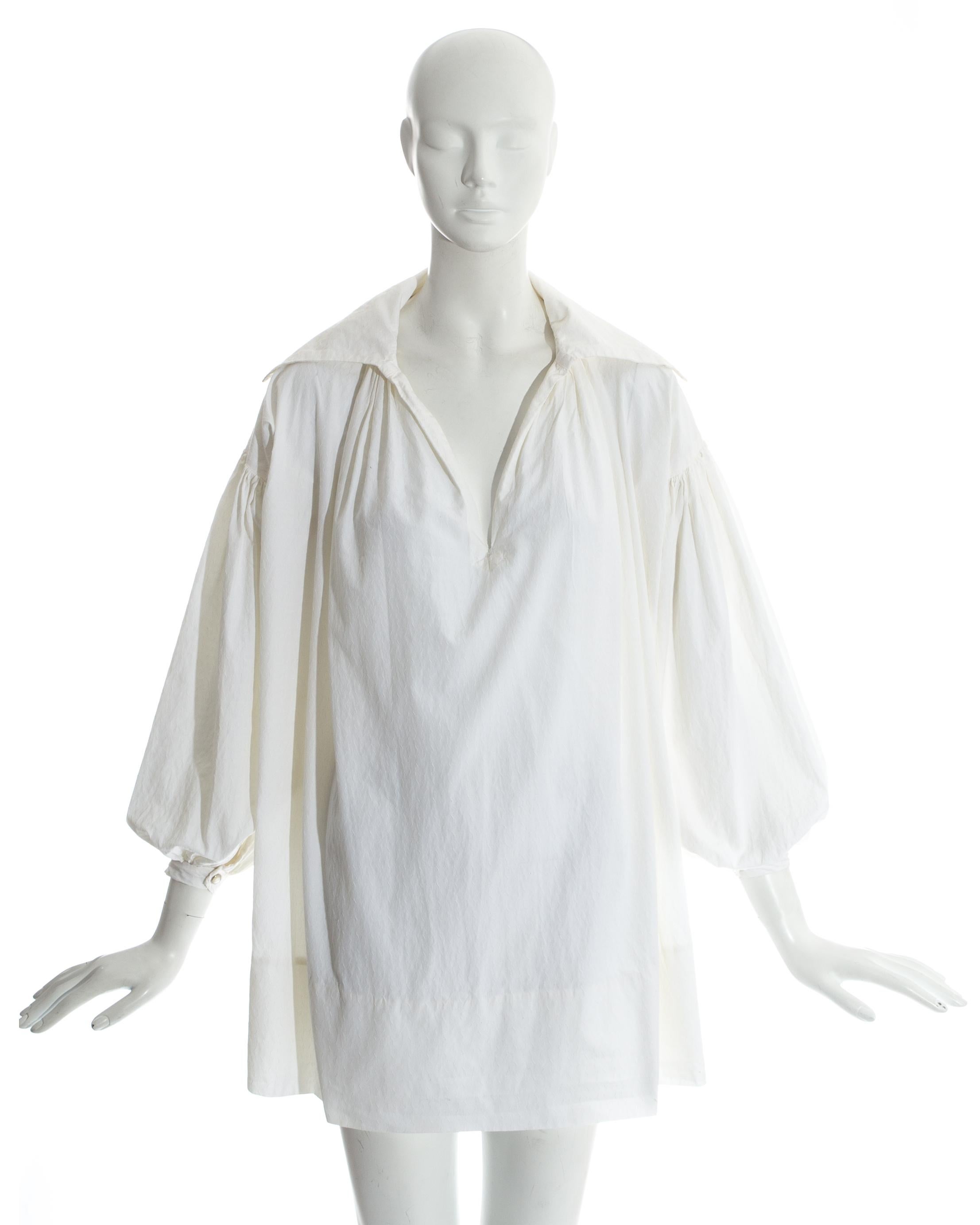 Worlds End 'Pirates' white cotton jacquard oversized blouse, fw 1981 For Sale 5