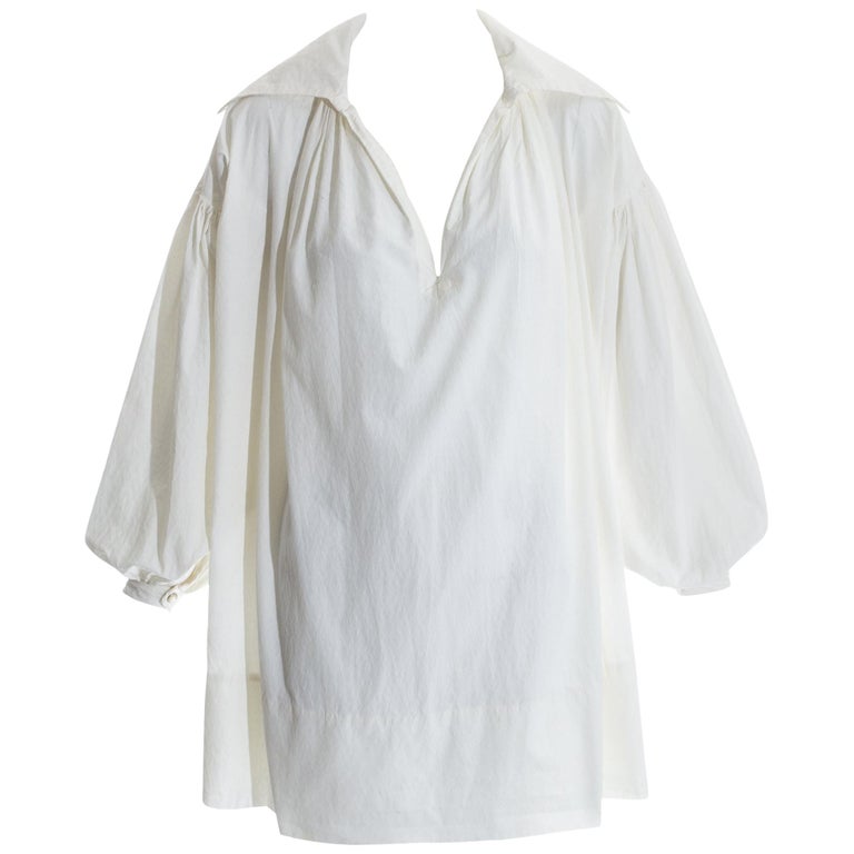 Worlds End 'Pirates' white cotton jacquard oversized blouse, fw 1981 ...
