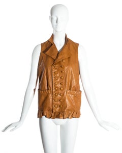 Worlds End tan leather Pirates double breasted waistcoat, fw 1981