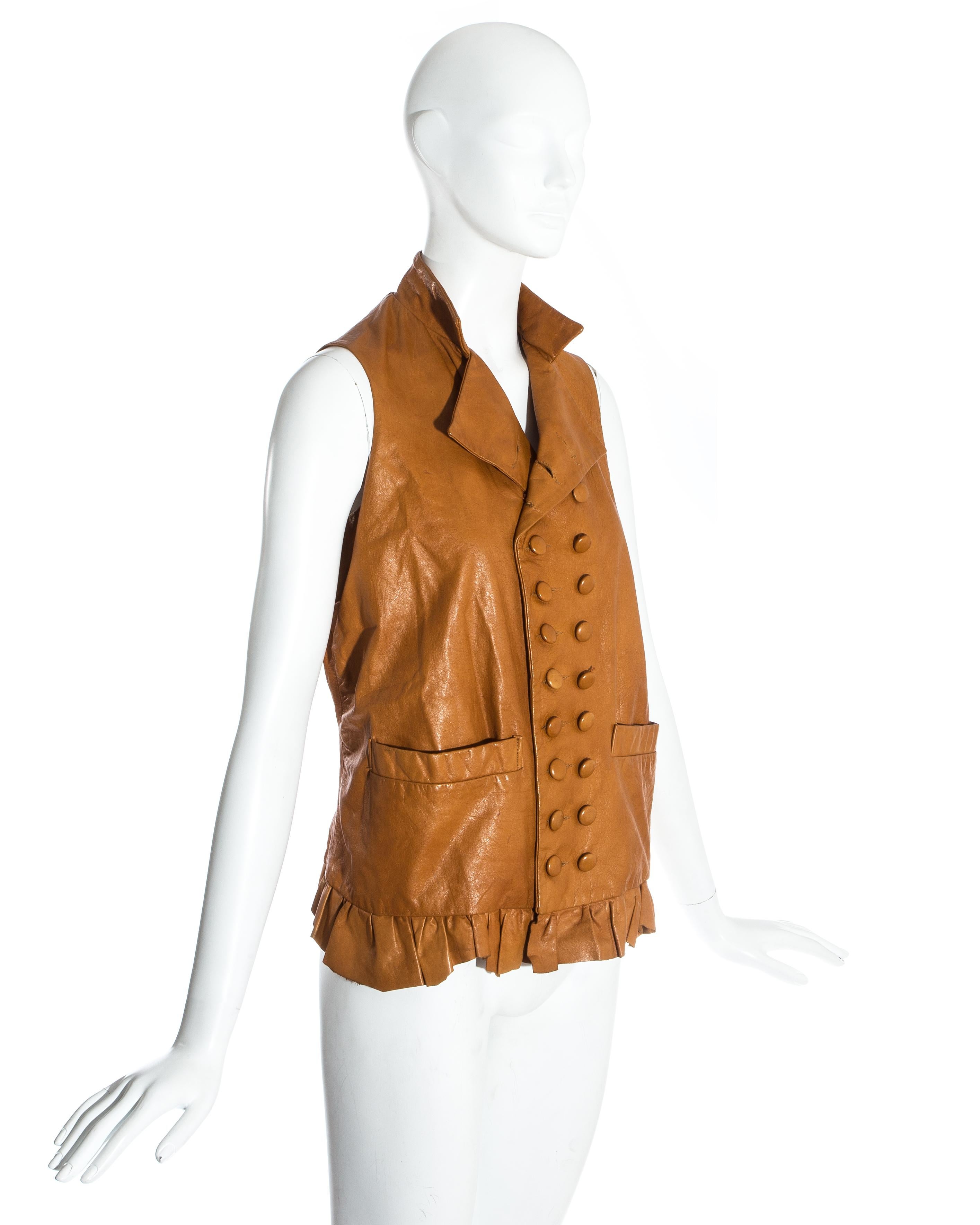 Worlds End gilet « Pirates » à double boutonnage en cuir havane, automne-hiver 1981 Bon état - En vente à London, GB