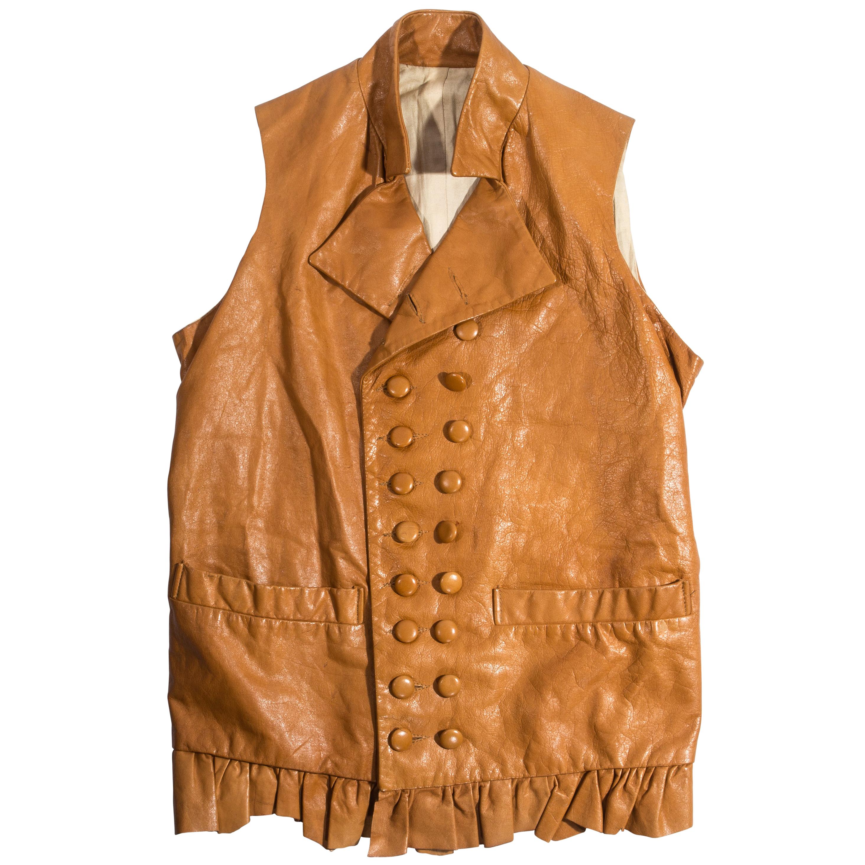 Worlds End tan leather Pirates double breasted waistcoat, fw 1981 For Sale