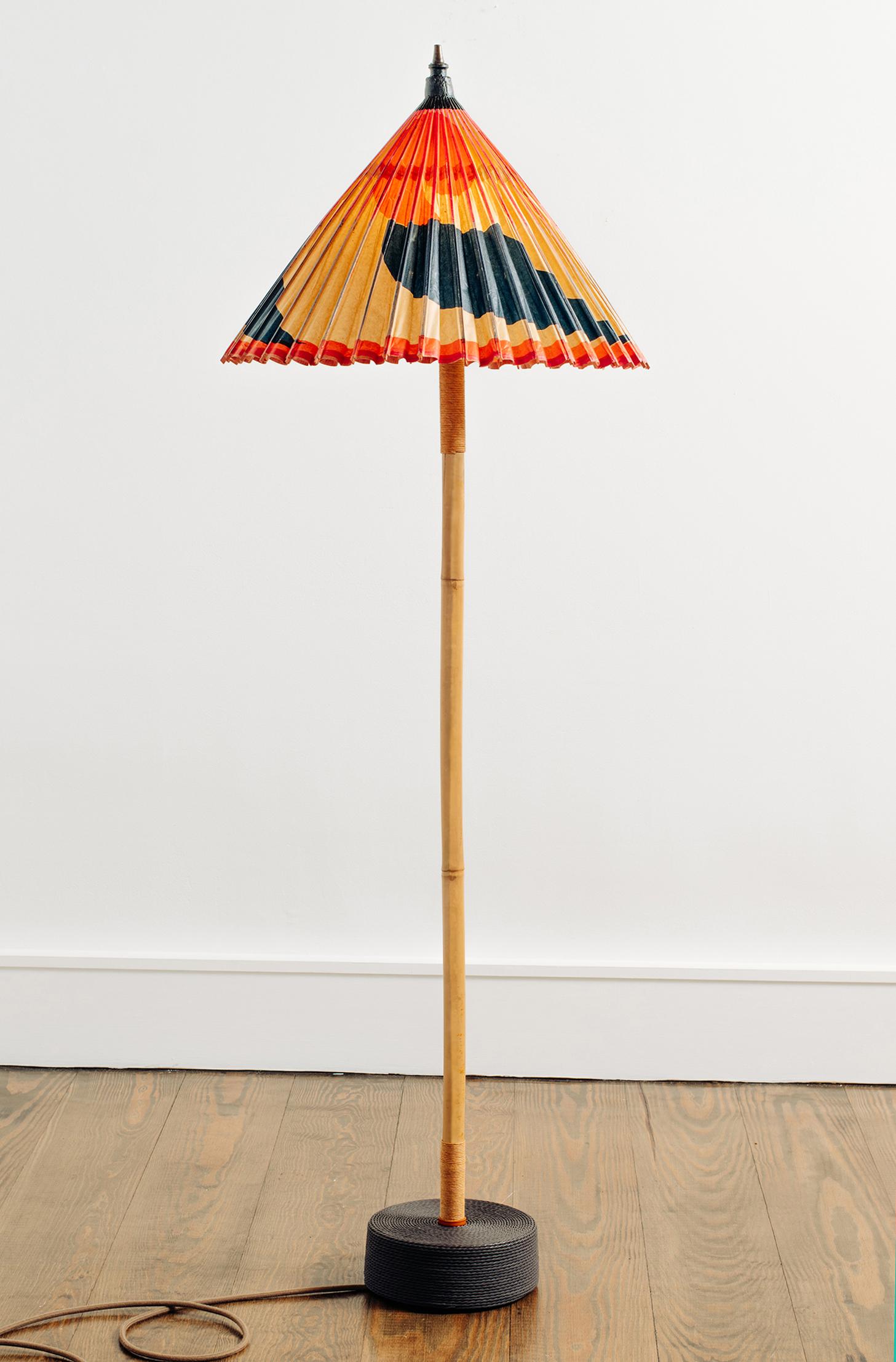 The World’s Fair Collection is a family of fixtures handmade from sustainably sourced materials and upcycled antique paper parasols given to visitors at the 20th century’s most illustrious cultural expo.

Model No. 001 features an oil-paper shade