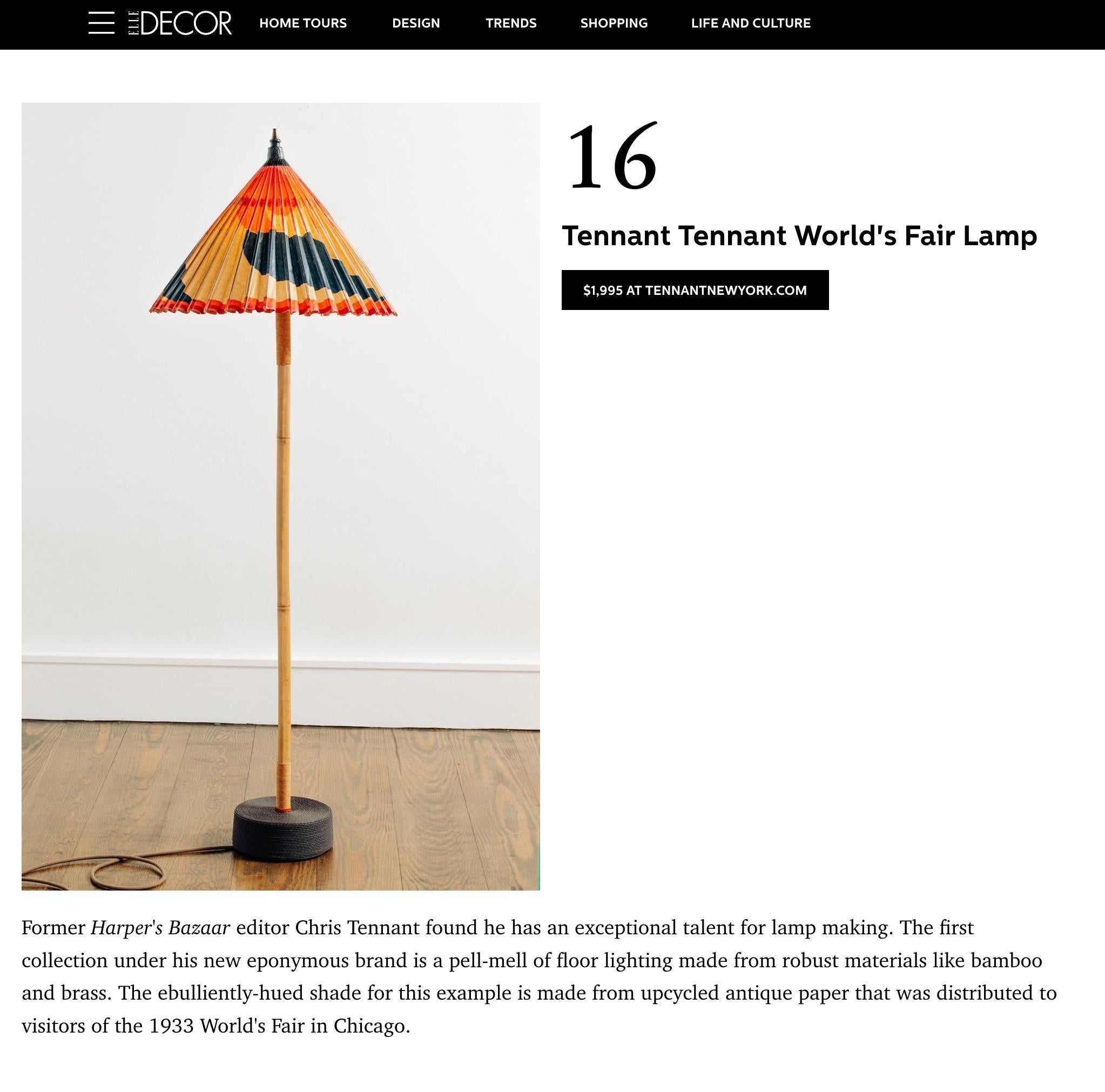 Moulage Lampadaire en bambou ''World's Fair'' avec abat-jour en forme de parasol par Christopher Tennant en vente
