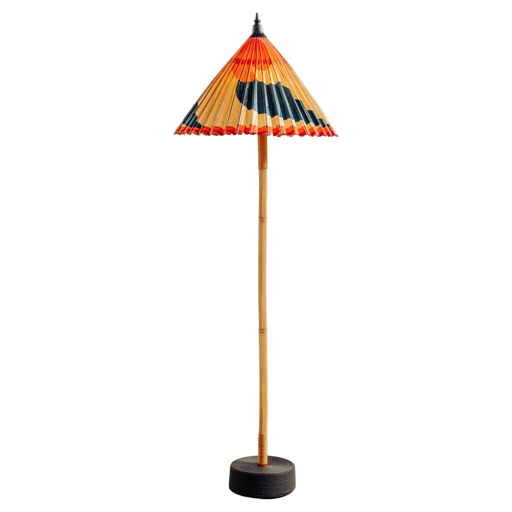 'World’s Fair' Bamboo Floor Lamp with Parasol Shade by Christopher Tennant For Sale