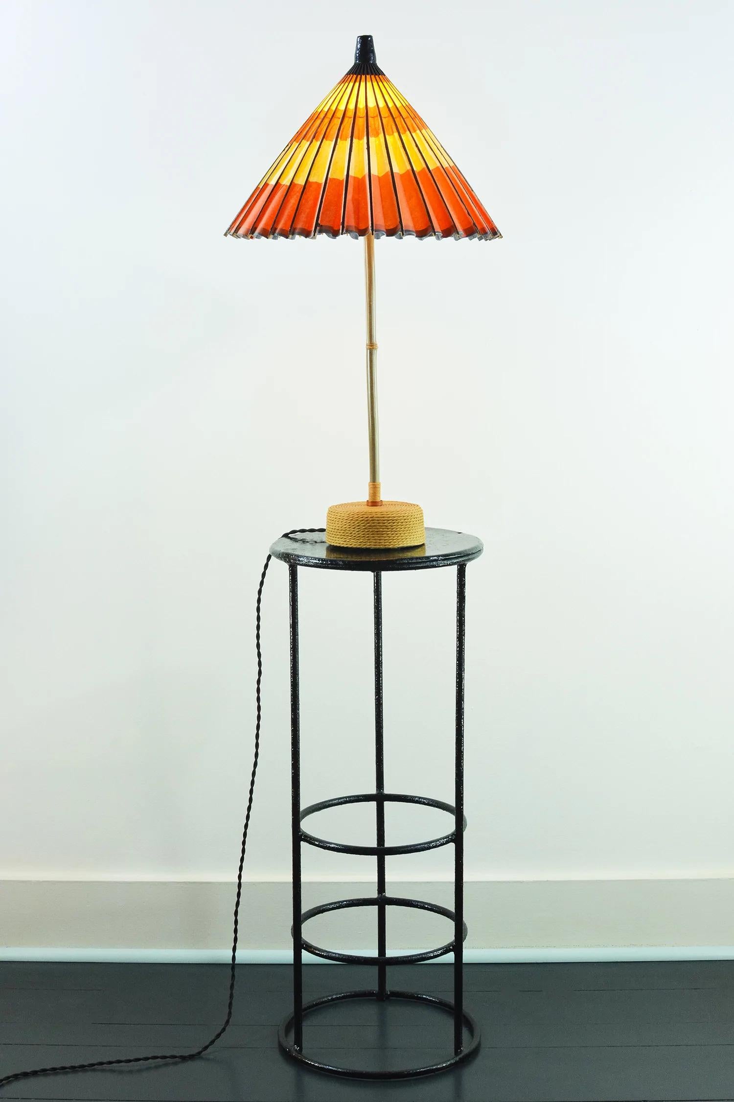 Art Deco 'World's Fair' Bamboo Lamp with Upcycled Parasol Shade by Christopher Tennant